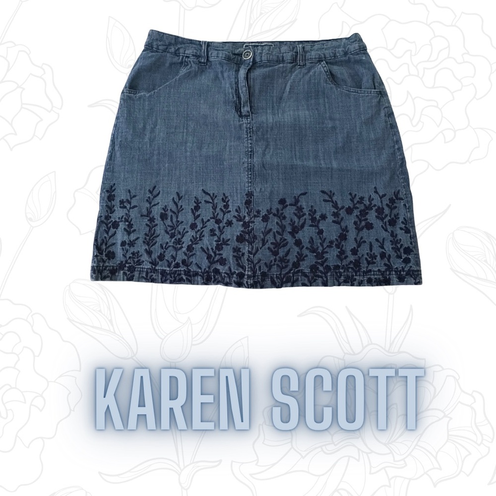 Karen Scott Blue Denim Skirt